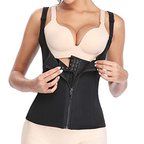 Women Waist Trainer Corset Zipper Vest Body Shaper Cincher Tank Top with Adjustable Straps