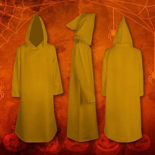 Boys Girls Halloween 𝐂ostume Cloak Cape Witch Hoodie Open Front Plain Cape Holiday Party Trendy (Orange, 11-12 Years)3