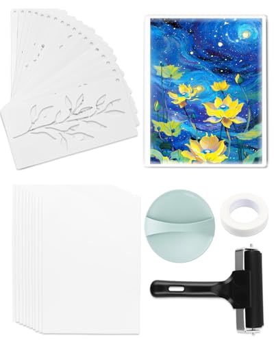 Gel Printing Plate Kit Complete Printmaking Set with 5 x 7 Gelatin Plate Brayer Roller Printmaking Paper and Essential Tools for Mixed Media Art Monoprinting Card Making with Storage Box