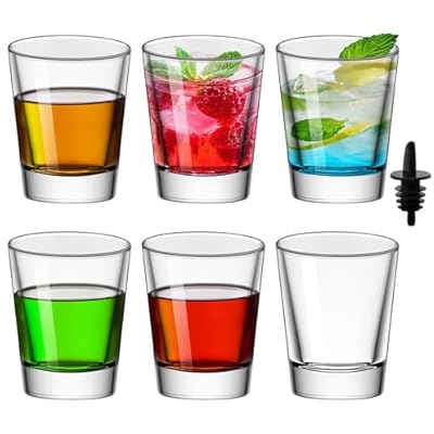REUJIHXY Heavy Base Shot Glasses, 1.75 oz/ 50 ml Round Shot Glasses Measuring Cup for Espresso, Liquid, and Wine Small Whiskey Shot Glass for Vodka, Whiskey, Tequila (6)