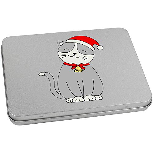 Azeeda 170mm 'Christmas Cat' Metal Hinged Tin/Storage Box (TT00136294)