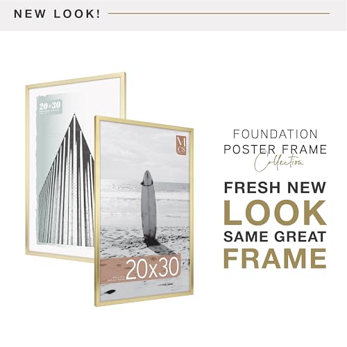 MCS Foundation 20x30 Poster Frame Traditional Brass, Vertical & Horizontal Wall Hanging Large Picture Frame for Photos, Posters & Art Prints (1-Pack) by MCS - Image 2