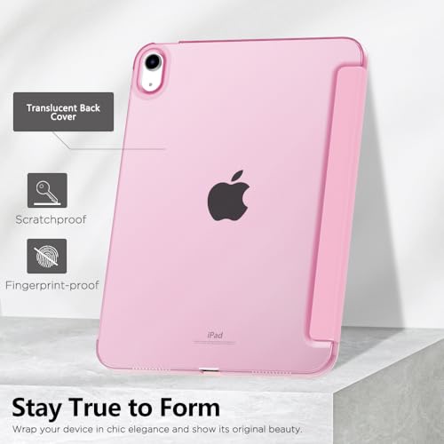 Image of MoKo for iPad (A16) 11th Generation Case 11 Inch 2025, iPad 10th Generation Case 10.9 Inch 2022, Slim Stand Hard PC Translucent Back Shell Smart Cover, Support Touch ID, Auto Wake /Sleep, Flowers Pink