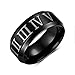 Musihy Statement Ring, Ringe Herren Ring Edelstahl Römische Zahlen Schwarz Ringgröße 11