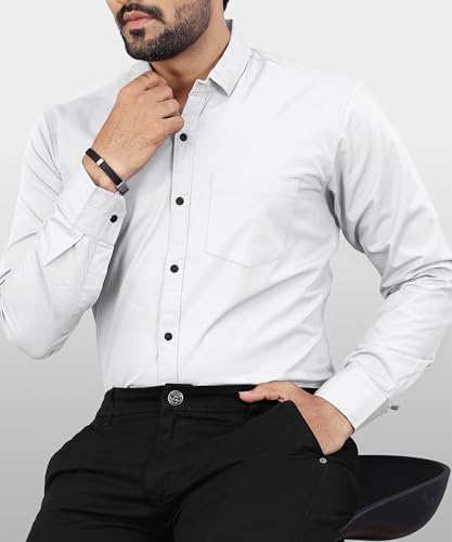 Image of Men's Cotton Full Sleeve Shirt | Regular Fit Casual & Formal Wear with Patch Pocket