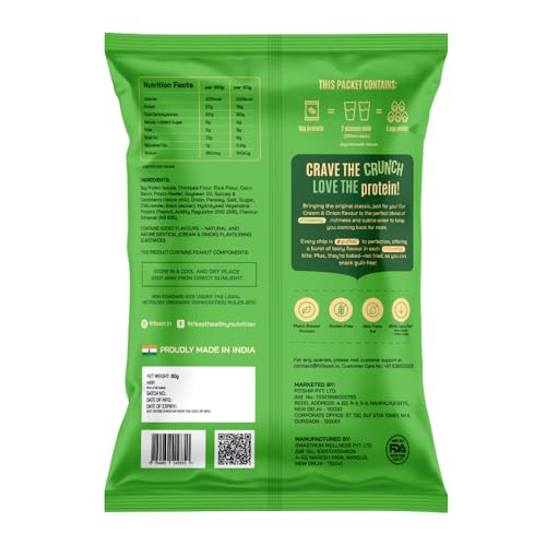 Image of FitFeast Protein Chips - Variety Pack of 12 | 6 x Peri Peri and 6 x Cream and Onion | 60 g Each | 16g Plant Protein | Baked, Not Fried | Multigrain Snacks | As Seen on Shark Tank