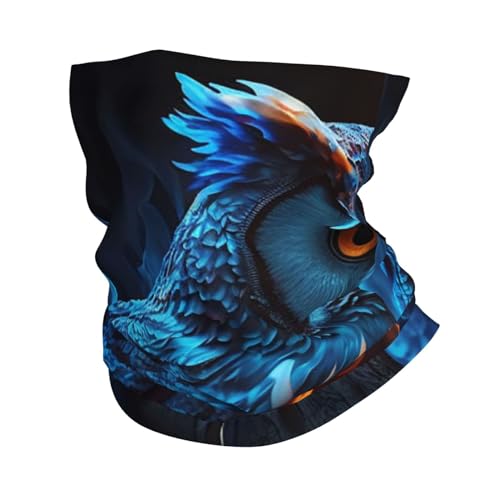 Pañuelo para cuello y cubrebocas Owl azul con fuego rojo, bufanda y pasamontañas para mujer y hombre, máscara para moto, ciclismo, esquí y fiesta miniatura 1