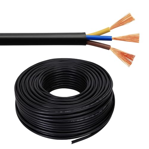 2.5〜6.0mm2 RVV高耐久電源ケーブル 2-5C、純銅フレキシブル電線、配電ボックス、エアコン、モーター、ワークショップ電源用 300/500V PVC絶縁防水ケーブル(3C,2.5mm2)