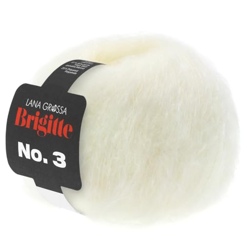 LANA GROSSA Brigitte Nr.3 | Super weiche, volumige Mohairmischung | Handstrickgarn aus 20% Mohair (Super Kid), 57% Schurwolle (Merino) & 23% Polyamid | 25g Wolle zum Stricken & Häkeln | 100m Garn