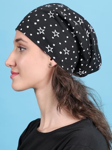 Image of Mack JONNEY Cotton Regular Fit Black Women Beanie Hat (Pack of 1-MACK632462), Free Size