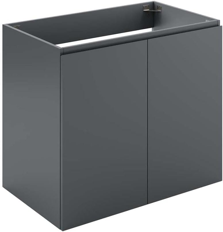 (Incomplete missing hardware)Modway Vitality 29.5\" Plastic and Wood Wall-Mount Bathroom Vanity in Gray
