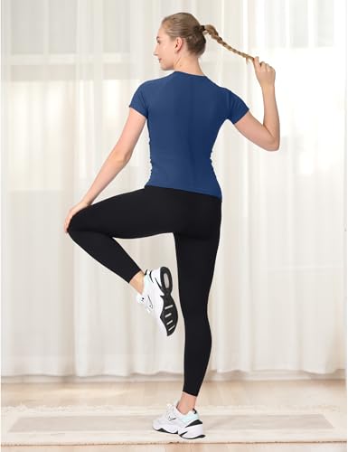 Image of MathCat Seamless Workout Tops for Women Short Sleeve Yoga Running Shirts,Breathable Athletic Compression Shirt Women XS-XL