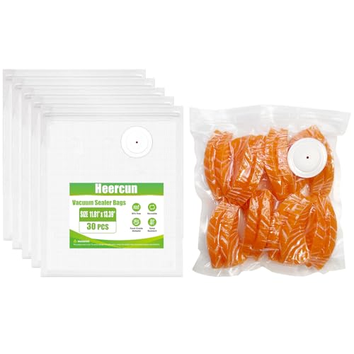Image of Vacuum Sealer Bags for Food - 30 BPA-Free Large (11.81 x 13.39) Reusable Bags Food Saver Machine Storage Bags For Sous Vide Cooking Microwave Heating, Air Valve Zipper