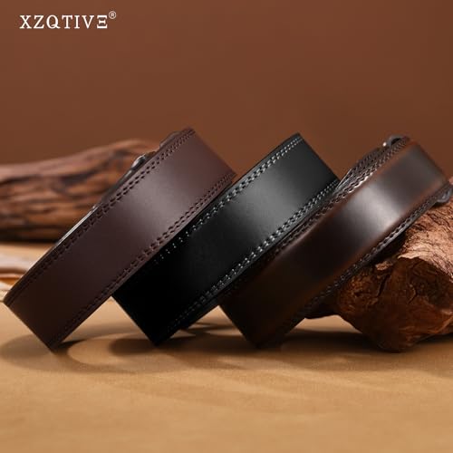 XZQTIVE Men’s Metal Free Belt Hypoallergenic Leather Belts For Jeans Dress Nickle Free TSA Belt With Black Buckle