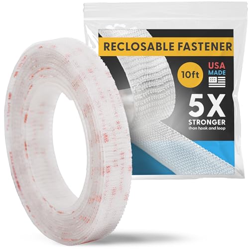 Image of Industrial Strength - 10FT Clear Indoor /Outdoor Adhesive Mounting Tape - Self Mating Reclosable Fastener Compatible with 3M SJ3550 / SJ3560 Dual Lock