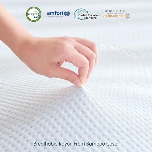 CHUN YI 4 Inch Gel Memory Foam Mattress Topper Cal King, Ventilated Breathable Bed Topper with Rayon from Bamboo Cover, Mattress Pad for Pressure Relief, CertiPUR-US Certified