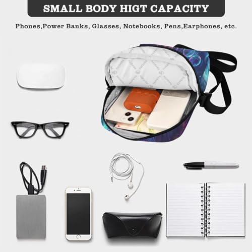 Crossbody Bag Purple Galaxy Lion Messenger Bag for Women Men Purse Shoulder Bag Satchel Bag with Adjustable Strap 214B6110 5