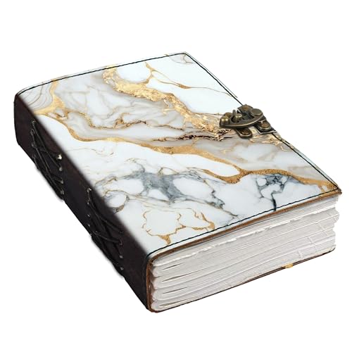 Image of DI-KRAFT Customize Diary with Name with Beautiful UV Prints | Customized Leather Writing Diary Unruled White Paper Journal Personal Notepad Sheets Daily Planner for Gifting (Pattern 8)