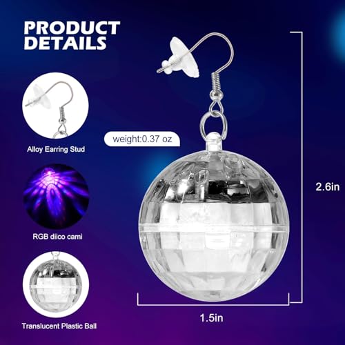 Image of Light Up LED Earrings for Women - USB Rechargeable, Changing Flashing Ear Jewelry, Disco Party Rave Festival Dangling Earrings (white)