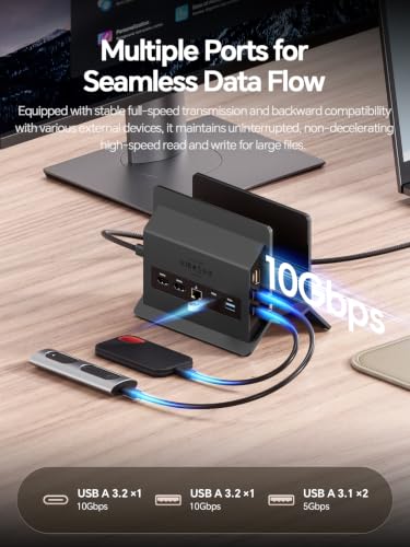 Image of USB C Docking Station Dual Monitor 4K@60Hz, 11-in-1 Vertical Laptop Stand Dock, 100W PD, 10Gbps Data, Gigabit Ethernet, Compatible with Dell Lenovo HP Windows Laptops, Black