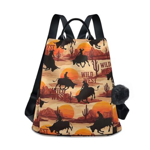 Sac à dos imprimé vache pour femme vintage style cowboys avec fermeture au dos