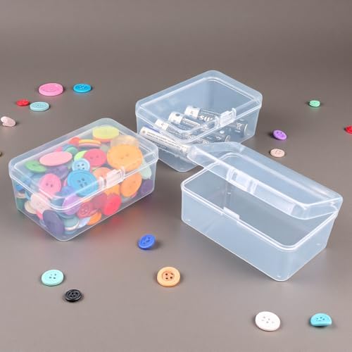 Image of 20 Pack Rectangular Mini Clear Plastic Storage Containers | Hinged Lid, For Beads and Small Craft Items, 3.35 x 2.17 x 1.38 inch