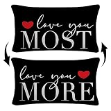 Love You More Love You Most Reversible Decor Throw Pillow Case Decor for Home Bedroom, 12'' x 20'' B
