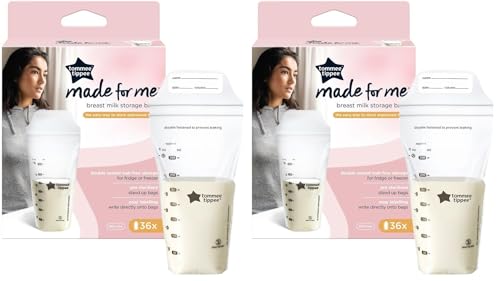Image of Tommee Tippee Closer to Nature Breast Milk Storage Bags, Pre-Sterilised Stand-Up Pouches, Secure Double Seal, Single Use, 350ml Capacity, Pack of 72