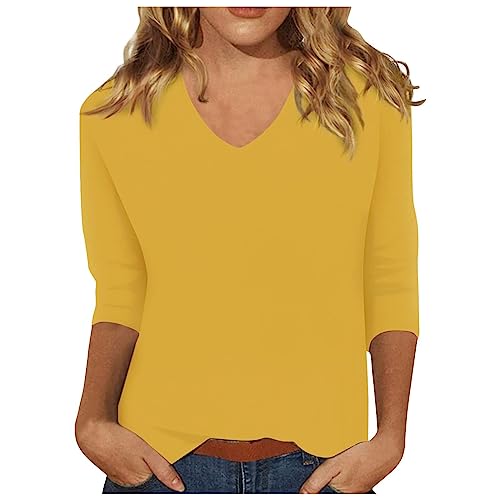 Deals of The Day Sale Prime HUIFUAO Tee Shirt Femme Manche 3/4 Grande Taille Col V Haut été Chemise et Blouses Chic et élégant Tops (A02 Yellow, XXL) Plus Size Tee Shirts for Women Loose fit Deals of The Day Sale Prime HUIFUAO Tee Shirt Femme Manche 3/4 Grande Taille Col V Haut été Chemise et Blouses Chic et élégant Tops (A02 Yellow, XXL) Plus Size Tee Shirts for Women Loose fit