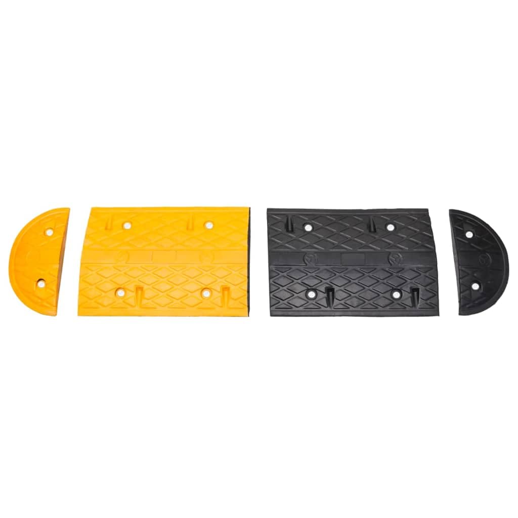 vidaXL Dosso Giallo e Nero 323x32,5x4 cm in Gomma, dissuasore di velocità, rallentatore, dosso in gomma, dosso artificiale, dosso stradale