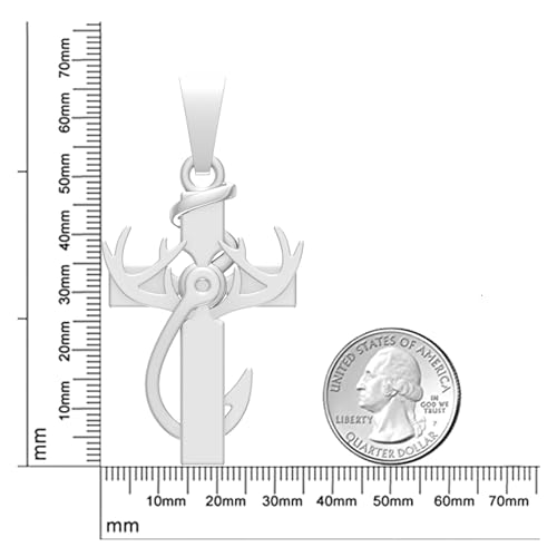 Hunting, Faith & Fishing Cross Pendant - Unisex Silver Jewelry - Cross Necklace for Men and Women - Silver Necklace - Antler Necklace for Women and Men2