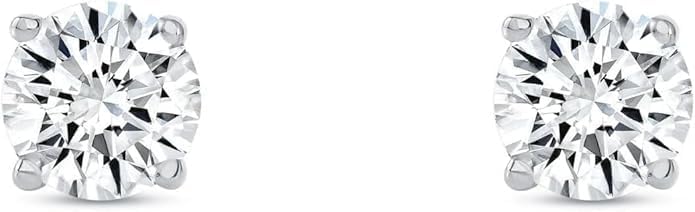 1 Ct Round Lab Grown Diamond Stud Earrings 14K White Gold Classic Solitaire Screw Back Basket Design Women's Elegant Jewlery Daily or Gifting Use