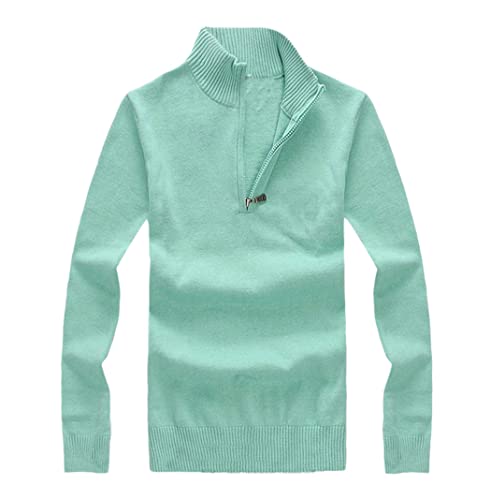 Pull en tricot à col montant pour homme coupe décontractée en coton vert clair taille L