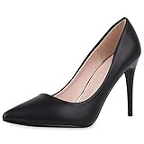  SCARPE VITA Damen Spitze Pumps Klassische Stiletto Schuhe High Heels Absatzschuhe Leder-Optik Partyschuhe 186265 Schwarz 37