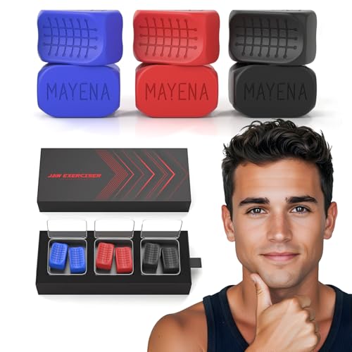 Jaw Exerciser for Men & Women | 3 Resistance Levels Silicone Jawl...