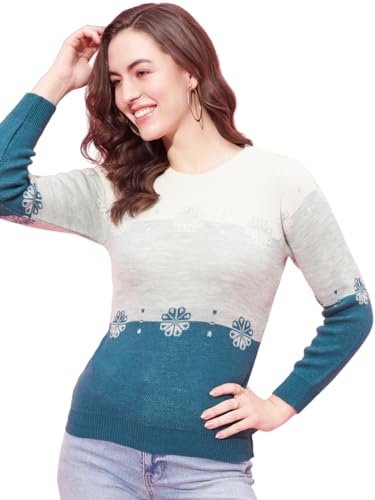 Image of Modeve Self Design Round Neck Casual Women Crop Top Sweater||Winterwear||