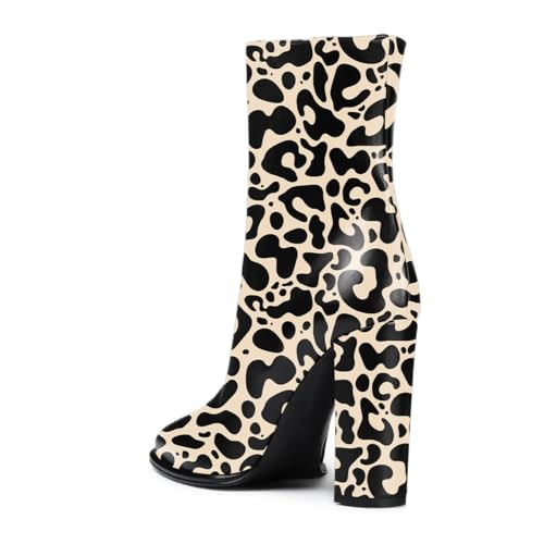 Zszszsu Women's Closed Toe Chunky High Block Heel Ankle Boots Side Zipper Stylish Short Booties for Casual Party Daily Wear Size 4-16 US3