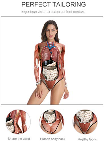 Sister Amy Womens Long Sleeve Zip Printed Zipper Surfing One Piece Swimsuit Bathing Suit4