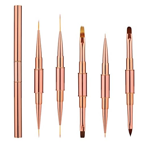 5 piezas Juego de Pinceles para Uñas, Doble Punta Pinceles para Diseño de Uñas Nail Brush Set Herramientas de Pintura de Uñas para Uñas Acrílicas Uñas de Gel Pulido, Salón Hogar DIY