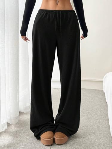 ZAFUL Wide Leg Sweatpants Women Y2k Low Waist Straight Baggy Pants Casual Drawstring Workout Toursers with Pockets2