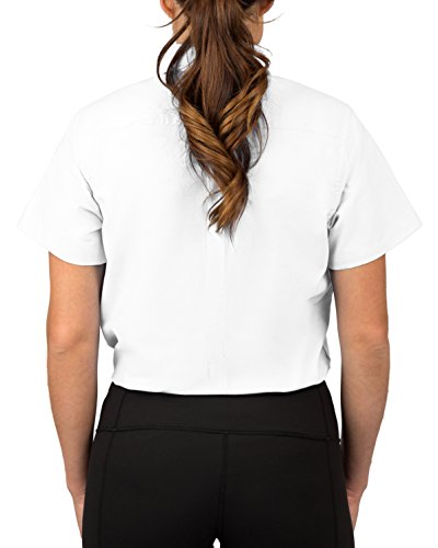 KNG Women’s White Button Down Short Sleeve Oxford Shirt4