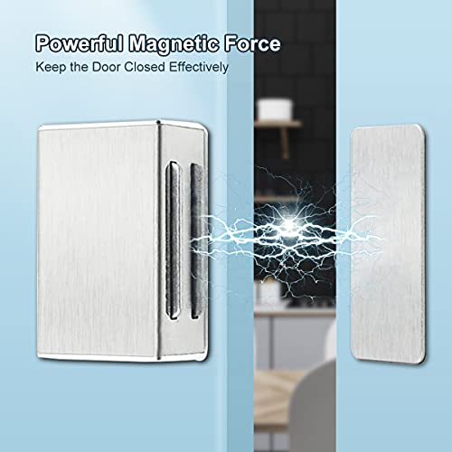 Image of 4 PCS No Drill Adhesive Magnetic Door Catch,17lb Magnetic Cabinet Locks