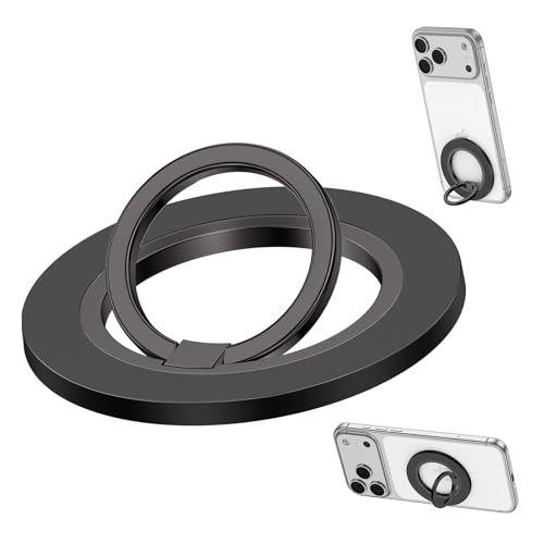 スマホリング マグネット リング 超强磁力 magsafeリング 360°回転 バンカーリング ホルダー 薄型 角度調整可能 マグセーフ スタンド ワイヤレス充電対応 指に優しい 落下防止 モフト スマホスタンド 折りたたみ式 携帯リング iPhone17 16 15 14 13 12 Android全機種対応 ブラック