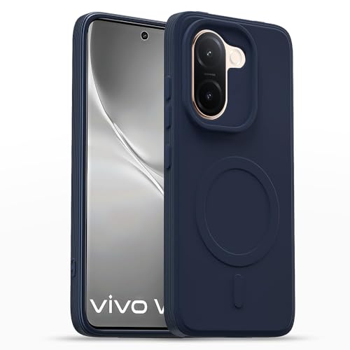 Image of Casotec Back Cover Compatible for Vivo V60e 5G | MagFit Ring Design (Non-Magnetic) | Shockproof | Anti-Slip Grip | Raised Camera Edges | Slim Protective Case for Vivo V60e 5G (Steel Blue)