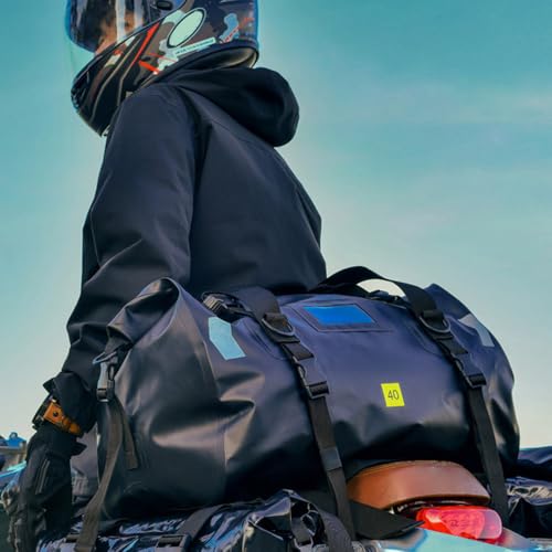 Motorcycle Luggage Travel Bags, Motorcycle Dry Bag, Large Capacity Duffle Bag with Roll Top Closure, Shoulder Straps, Reflective Design (Army Green, 40L) (K23516Y-40L,)3