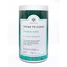 DERMAGLOVE Thyme To Clean - Skin-Safe Compostable Surface Cleaning Wipes | infused with Thyme and Vitamin A,C,E - 75 Count Pack of 1