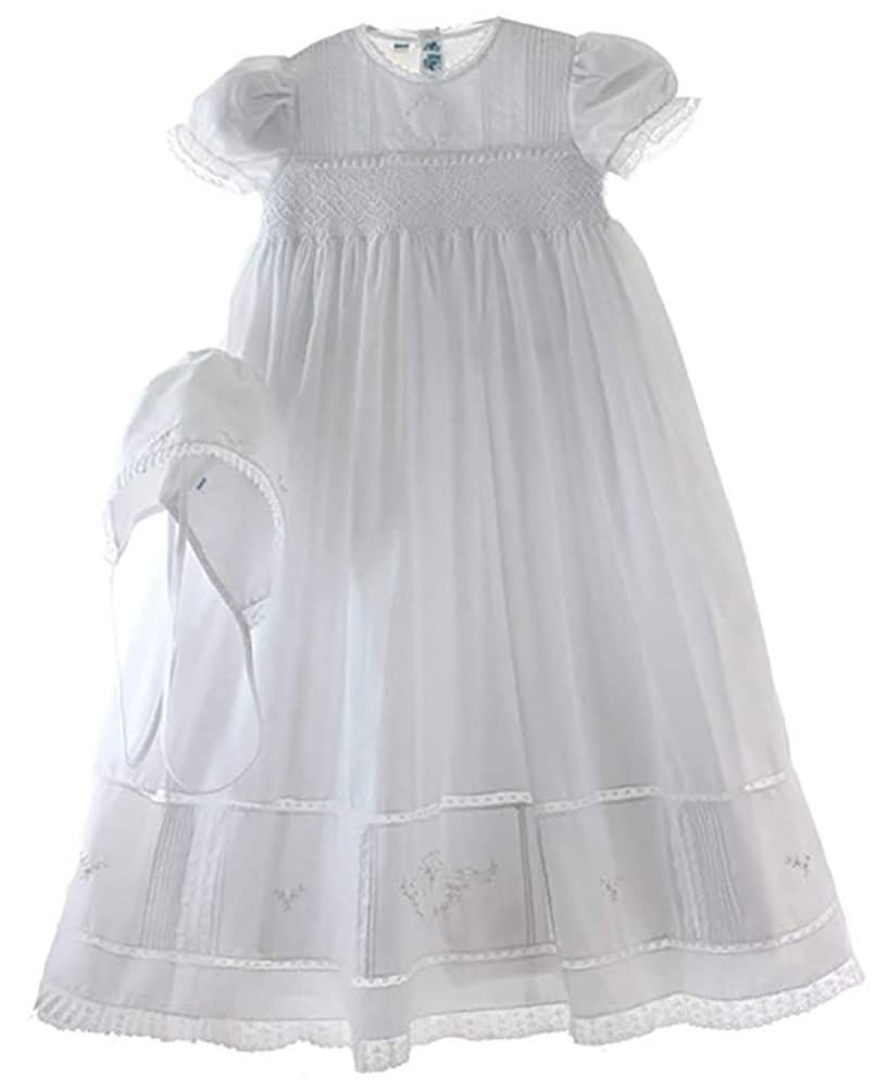 Feltman Brothers Girls Pearl Embroidery Special Occasion Gown Set NB/3M White