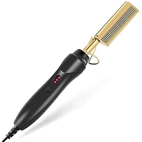 Fantazzy Hot Comb Hair Straightener - Electric Straightening Comb for Wet and Dry Hair