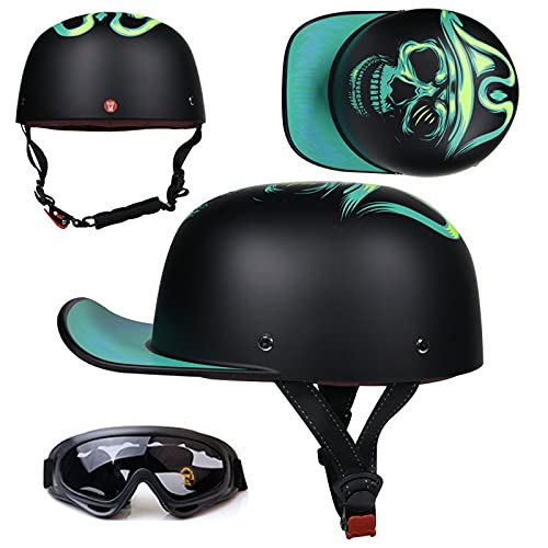 CHLXI Rétro Casque Moto Jet Homme Femme Casque Moto Ouvert Casque Demi-Coque ECE Homologué Casquette de Baseball Adulte Casque Bol(Color:C,Size:M=55-56CM)