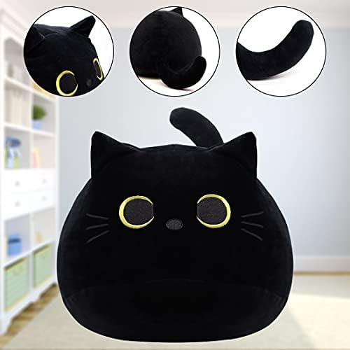 DNFASCHI Black Cat Plush Pillow Toy, Soft Cat Stuffed Animal Cute Cat Plushie for Kids, 30cm Cute Black Cat Stuffed Doll for Kids(Black-30cm)